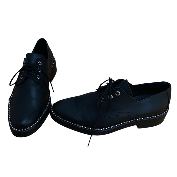 Miista London "Adelaide" Black Leather Oxfords with metal chain trim - Size 7 - Picture 7 of 9
